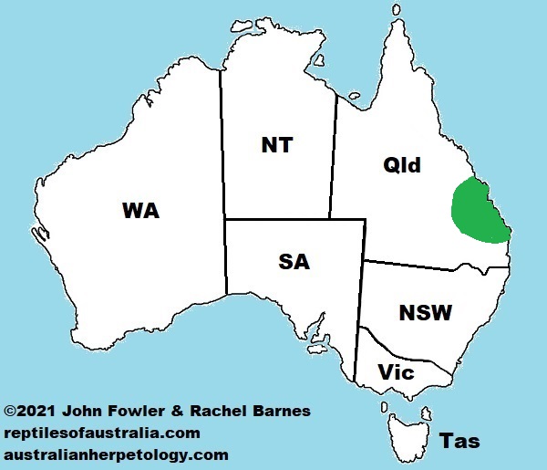 Approximate distribution of the White-throated Snapping Turtle (Elseya albagula) MAP